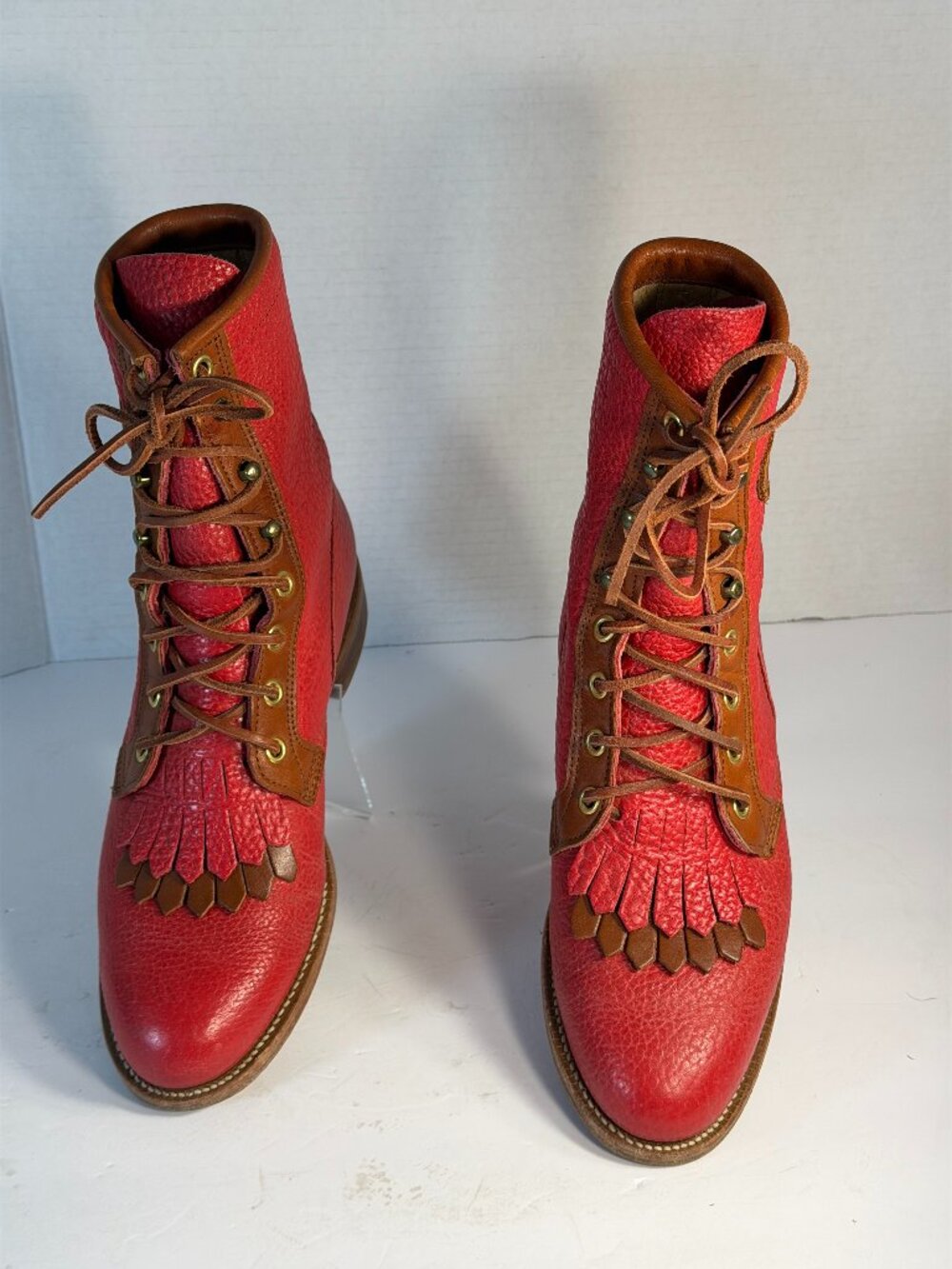 Red Leather boots women's size 6